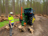 log splitter in the woods