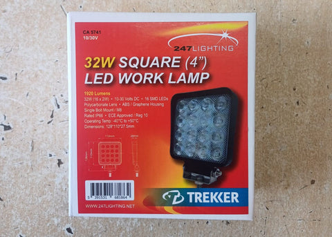 WORK LAMP 4" SQ LED 10/30V 32W (CA 5741)
