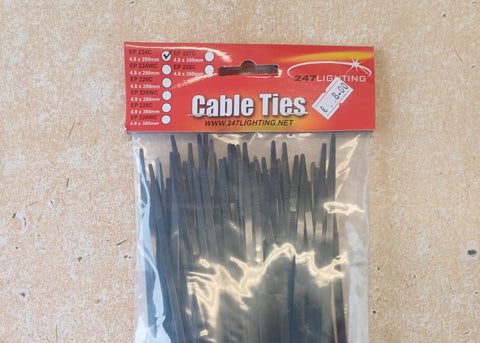 CABLE TIE BLK 4.8MM X 200MM 100 PCE (EP 224C)