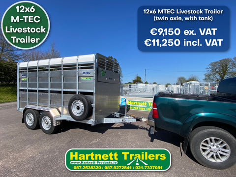M-TEC 12 x 6 Twin Axle Livestock Trailer with Tank