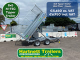M-TEC 8x5 Tipping Trailer with Mesh Sides